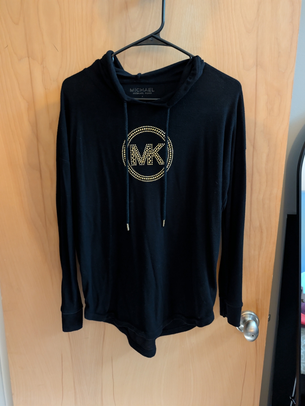 Michael Kors Black Hoodie Sweater with Gold MK Logo